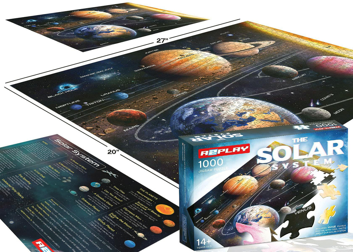 A2PLAY Solar System Space Puzzle for Adults, 1000 Piece Jigsaw Puzzle & Bonus Space Fact Poster, Premium Materials, 27.5 x 19.7 in A2PLAY