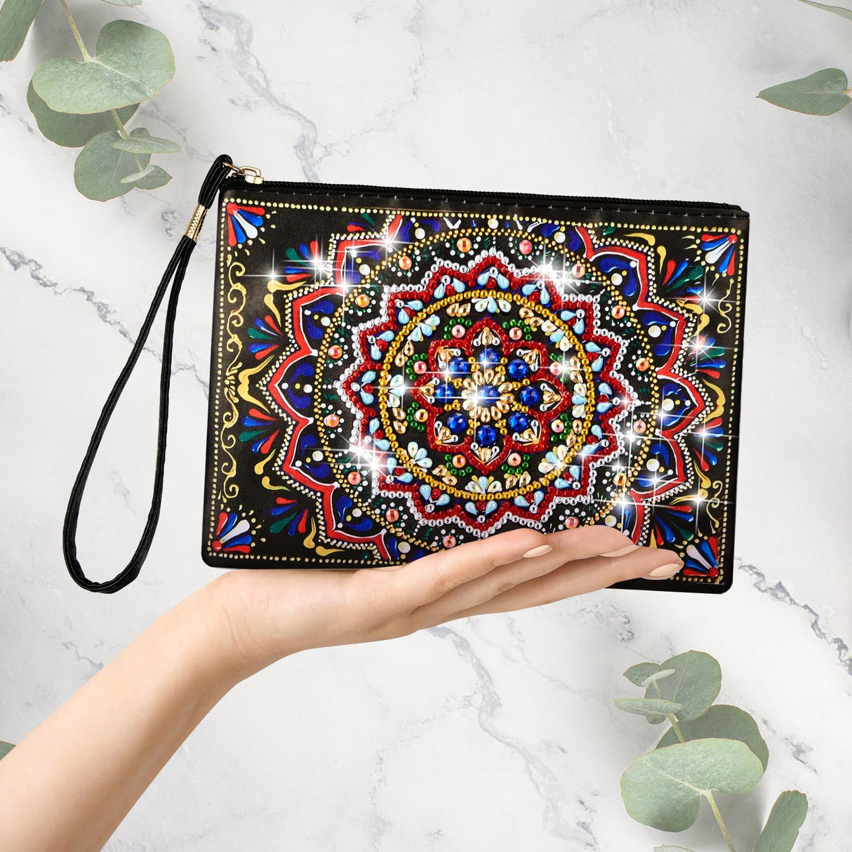 Geyoga 2 Pieces DIY Diamond Painting Purses 5D DIY Diamond Painting Handbag Diamond Art Wristlet Clutch Bag for Women Girls Art Craft Makeup Gift (Mandala) Geyoga