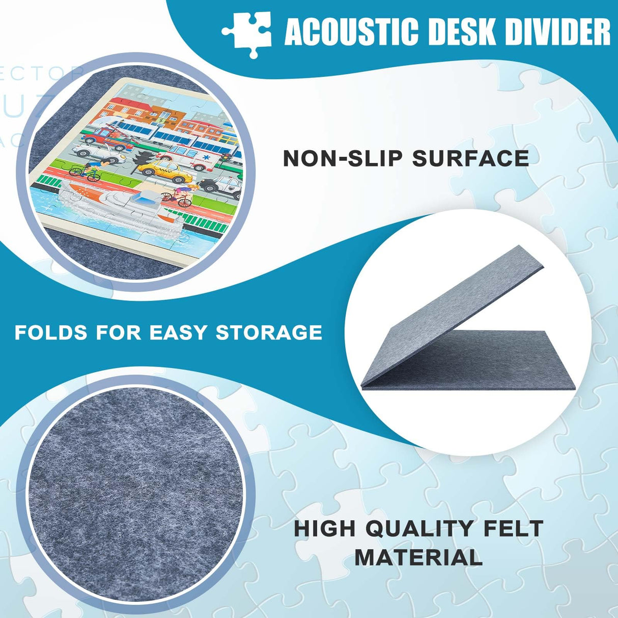 Bokon 2000 Pieces Jigsaw Puzzle Board 45.7 x 30.7 Inch Foldable Felt Puzzle Mats with 6 Portable Puzzle Sorting Trays Holder Organizer Puzzle Keeper Puzzle Accessories for Adults Bokon