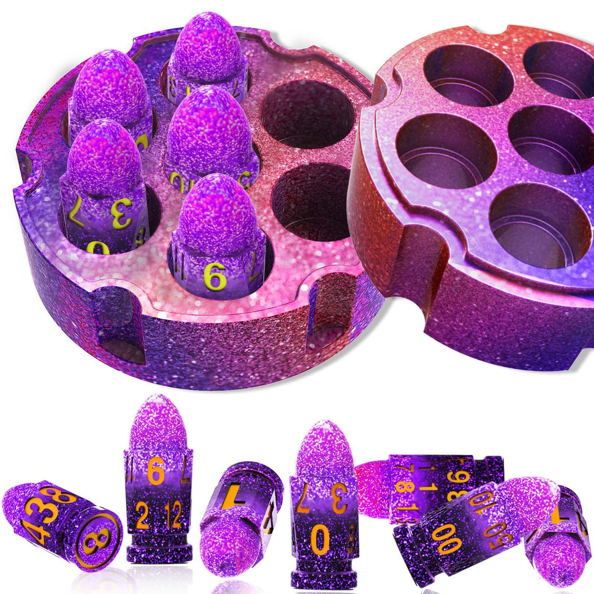 Juome Dice Resin Molds Silicone with Dice Box, DND Dice with Holder Epoxy Resin Molds, Silicone Molds for Epoxy Resin for DIY Dices and Dices Storage Case Making, Table Board Game Dice Lovers Gift Juome