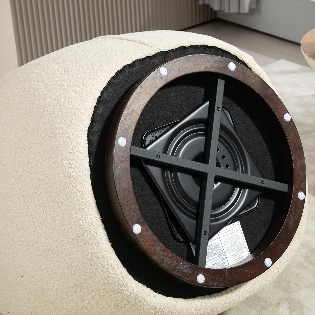 360° Swivel Barrel Armchair with Storage Modern Swivel Accent Chair Boucle Leather Round Storage Sofa Club Upholstered Barrel Arm Chair with Back Pillow for Liveing Room (Beige) Generic