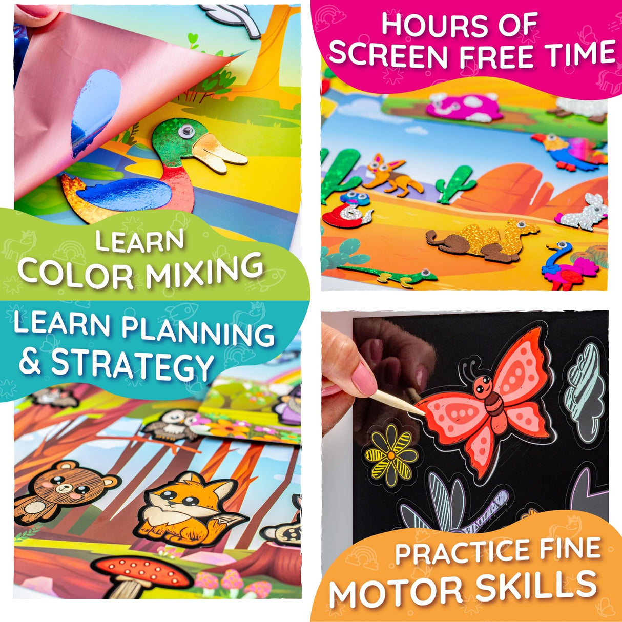 Craftikit ® Award-Winning Foil Art & Rainbow Scratch Art for Kids - 2-in-1 Arts and Crafts Kit for Kids Ages 4-10 - Animal Theme for Girls, Boys & Toddlers Ages 4, 5, 6, 7, 8, 9, 10 Craftikit