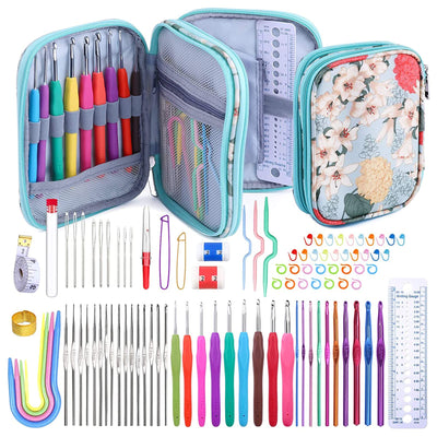 96 Pack Crochet Hooks Set, Ergonomic Knitting Needle Weave Yarn Kits with Storage Case and Crochet Needle Accessories, Crochet Needles Kit for Beginners and Experienced Crochet Hook