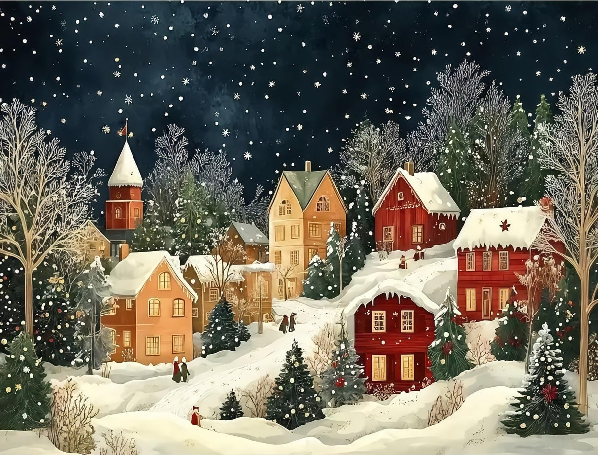 5D Diamond Art Kits for Adults Beginners,Winter Town DIY Full Round Drill Diamond Painting Kits, Paint by Diamonds Dots Gem Art Easy,Home Wall Decor 12X16 Inch Acelii