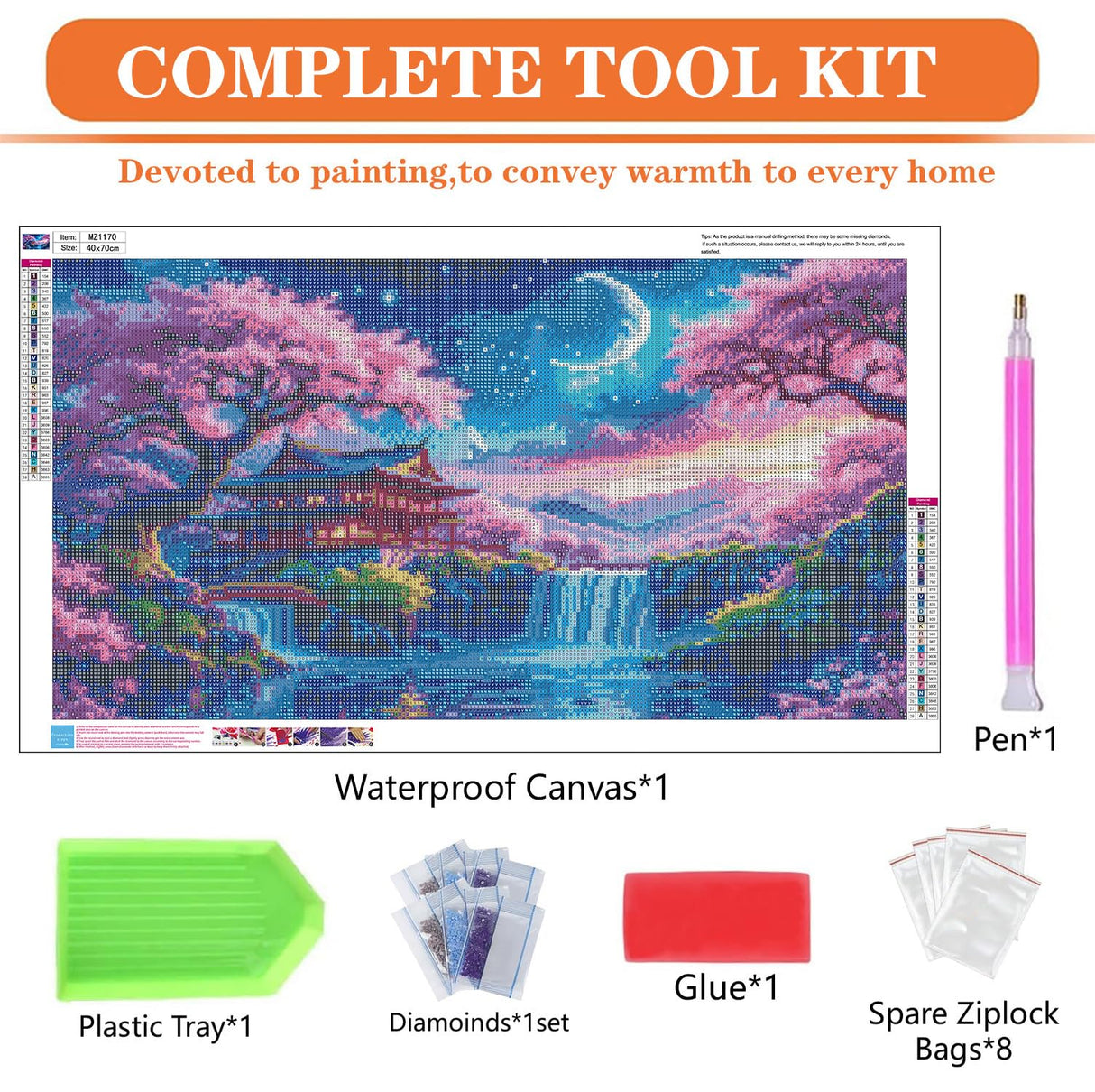 igoodom Large Diamond Painting, Large Cherry Blossoms Diamond Art Kits for Adults, Full Drill Round Big Diamond Painting, DIY Gem Art and Crafts for Home Wall Decor Gift 27.5 X 15.7inch igoodom