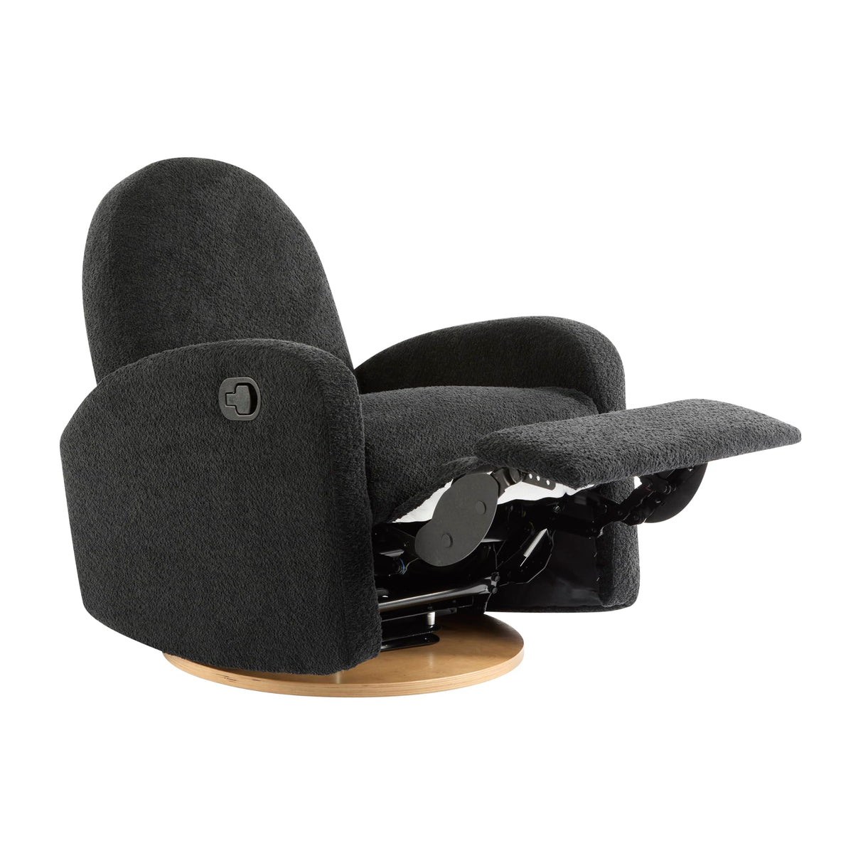 Christopher Knight Home Sidney Fabric Upholstered 360° Swivel Chair, Boucle Push-Back Recliner, Solid Wood Glider Recliner with Rotation, Living Room Lounge Sofa, Adjustable Comfy Reading Chair,Black Christopher Knight Home