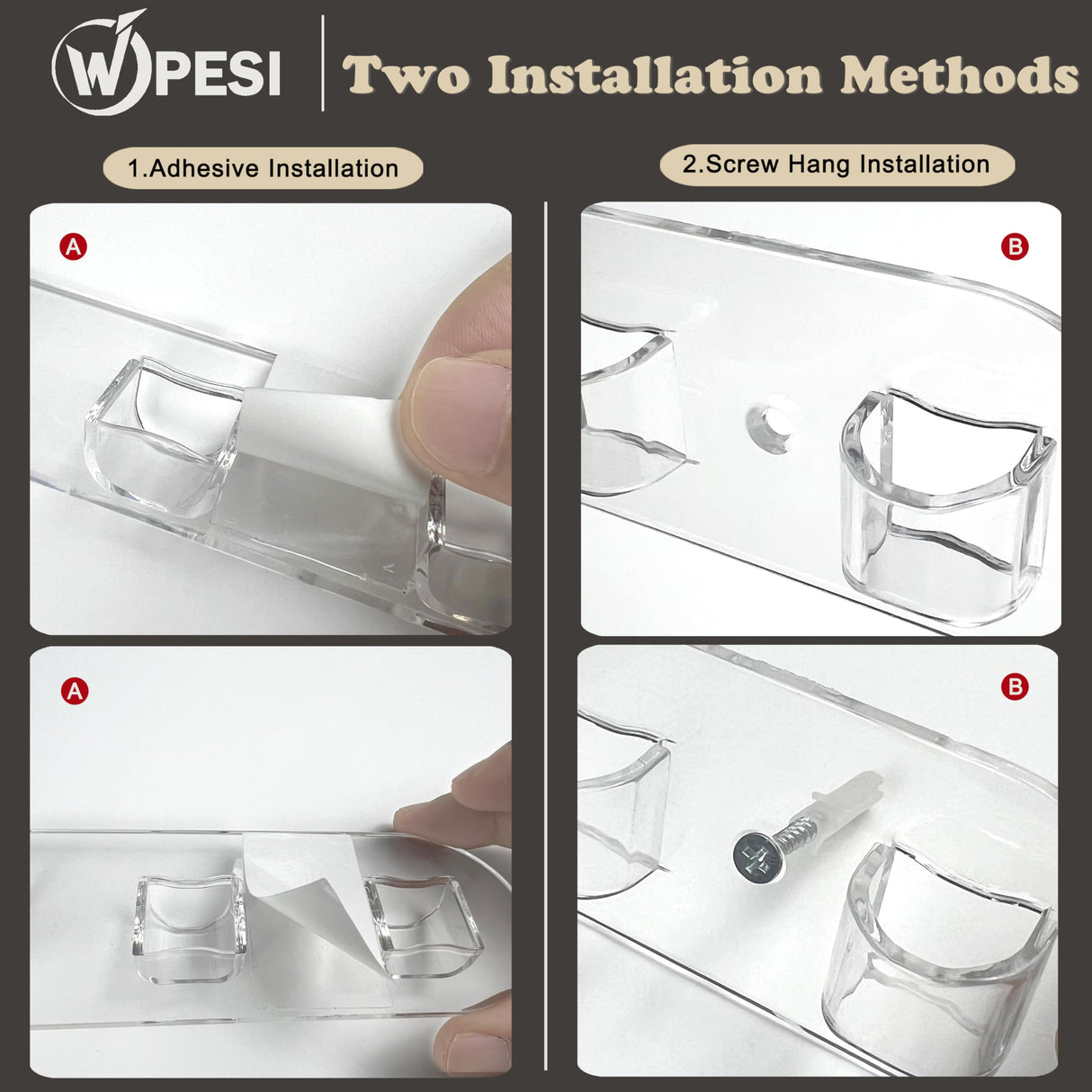 WPESI Wall Glasses Holder 2 pack,Sunglass Organizer,Acrylic Sunglasses Display,Sunglasses Rack for Hanging Your Multiple Eyeglasses, Sunglasses Holder Eyeglass Holder Stand (Clear, 6 Slots) WPESI