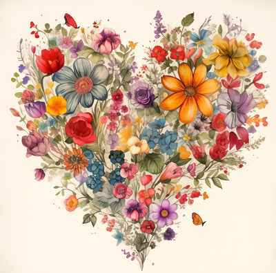 BYGFHLYW 5D Diamond Painting Kits for Adults, Heart Flower Diamond Art Kits for Adults Beginner, DIY Full Drill Diamond Dot Gem Painting for Home Wall Decor 13.78x13.78inch