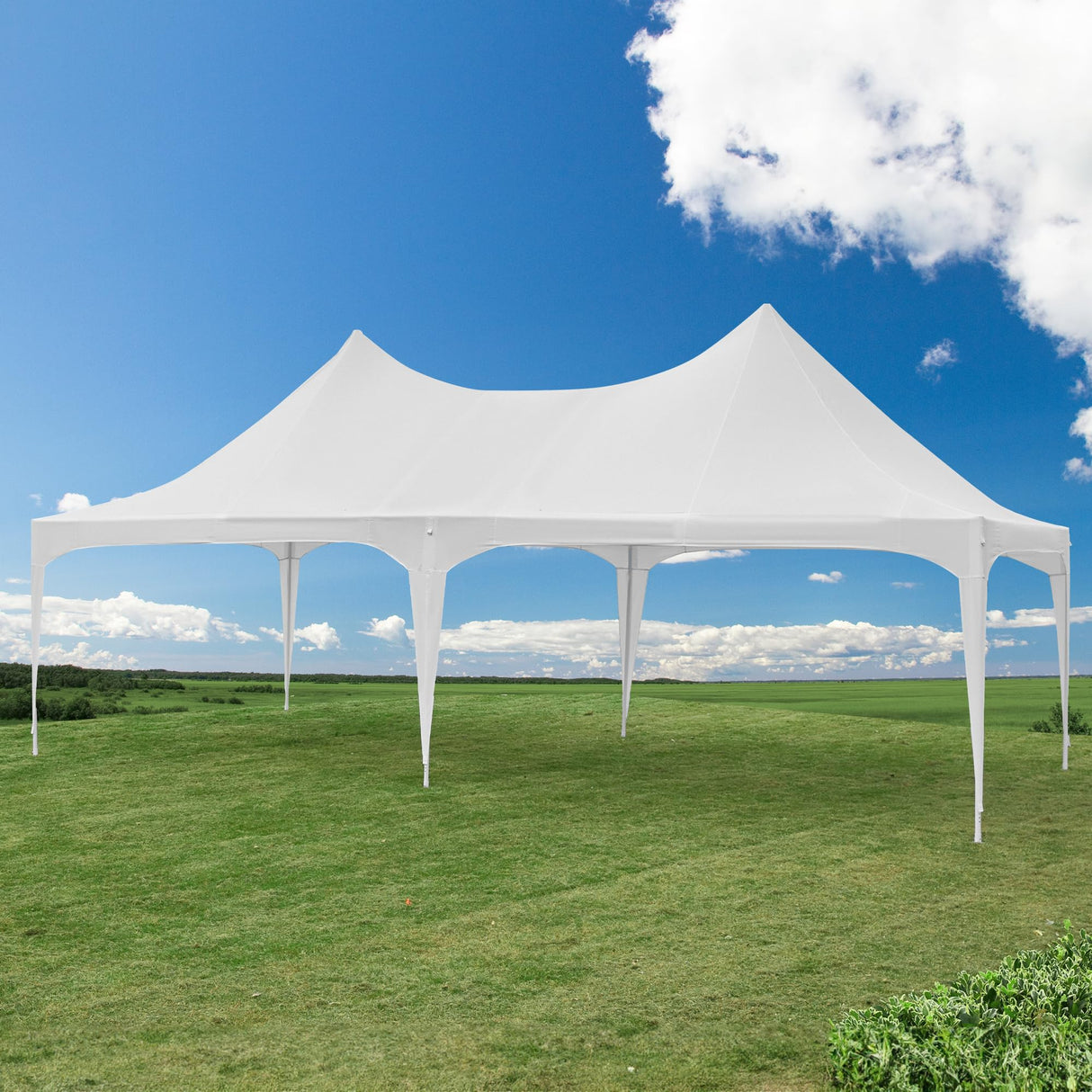 EROMMY 26'x13' Party Tent, White Wedding Tent, Heavy Duty Double Peaked Canopy Tent with Pole-Less Event Space, 60 Person Capacity Outdoor Gazebo Pavilion Shelter Tent for Party, Event EROMMY