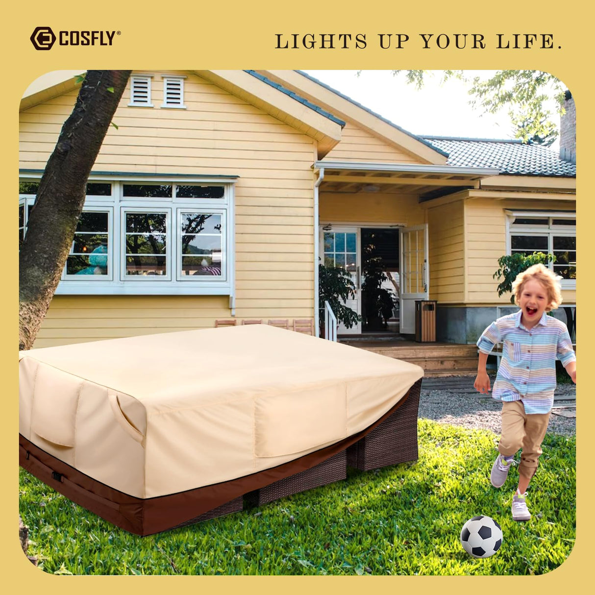 COSFLY Waterproof Patio Furniture Set Covers Durable, Outdoor Table and Chair Covers Rectangular Large - Fits up to 108L x 82W x 28H inches COSFLY