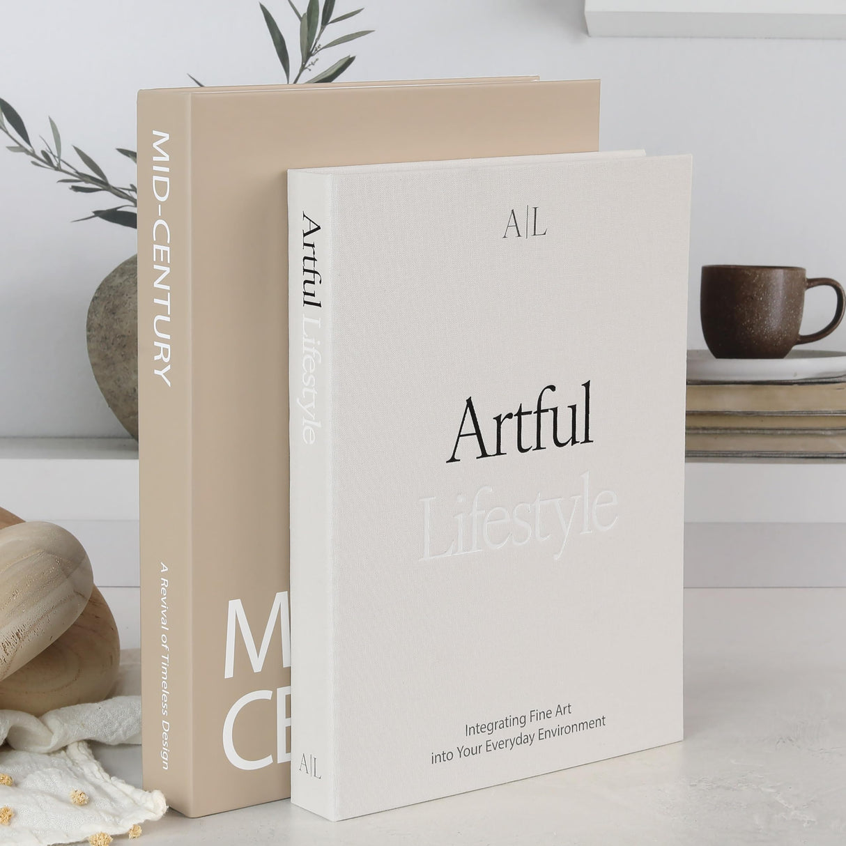 Aesthetic Decorative Books - Set of 2 Stylish Boxes Enhance Your Coffee Table, Bookshelf or Mantel Decor - Beautiful Fake/Faux Books for Modern Home Decoration, Photo Storage and as a Keepsake Box ZICOTO