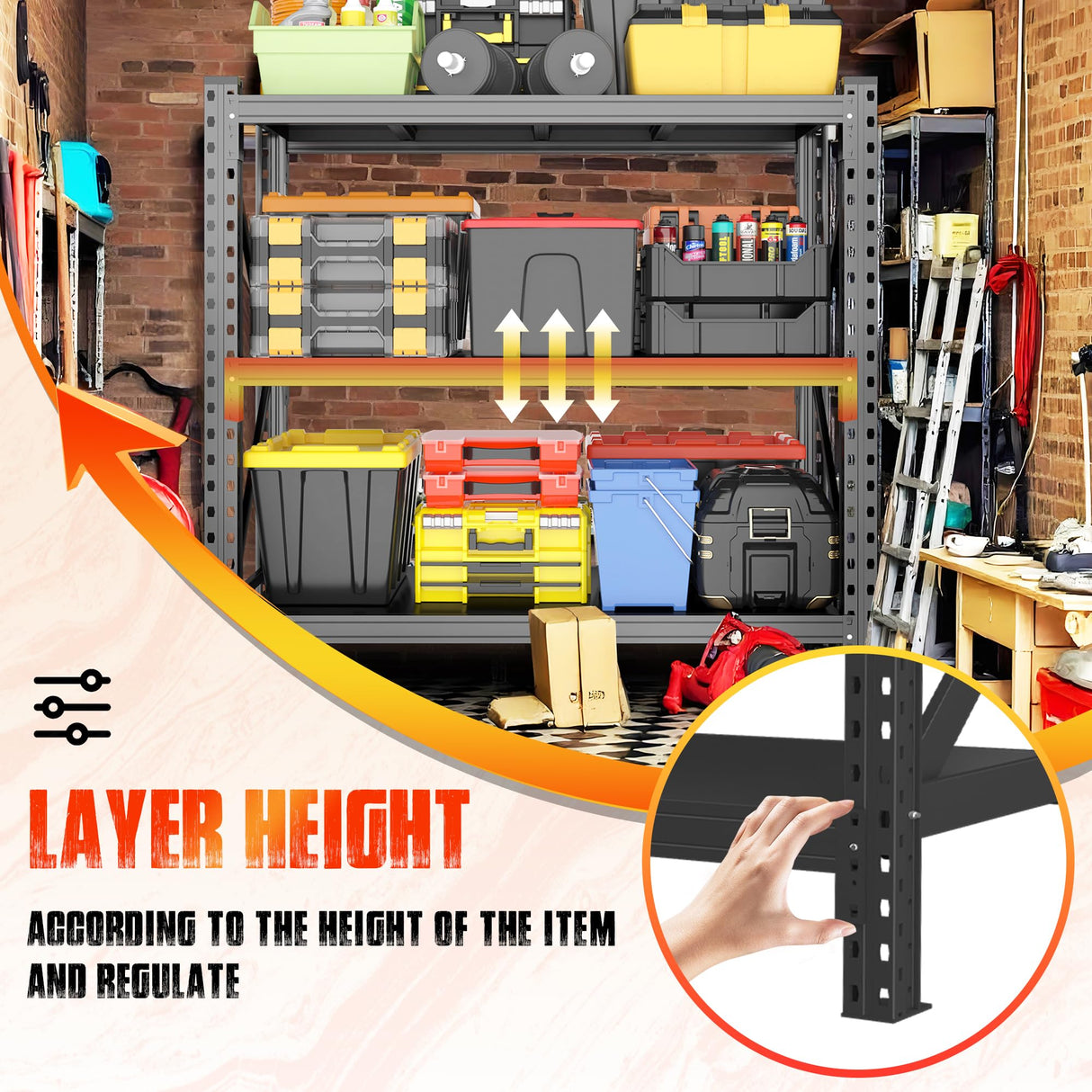 Heavy Duty Storage Shelves, 51.2"W Metal Garage Shelving Units, Durable Adjustable Steel Utility Shelf for Home Commercial Industrial Warehouse Storage Organization Utility Shelving Units, Black PRESTELION