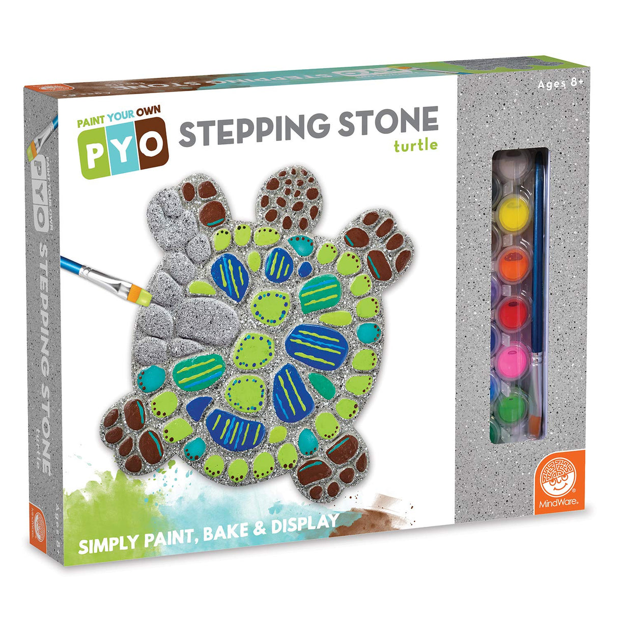 MindWare Turtle Stepping Stone Kit: Paint Your Own Stepping Stones for Kids Craft Kit Includes Paint, Brushes and Instructions MindWare