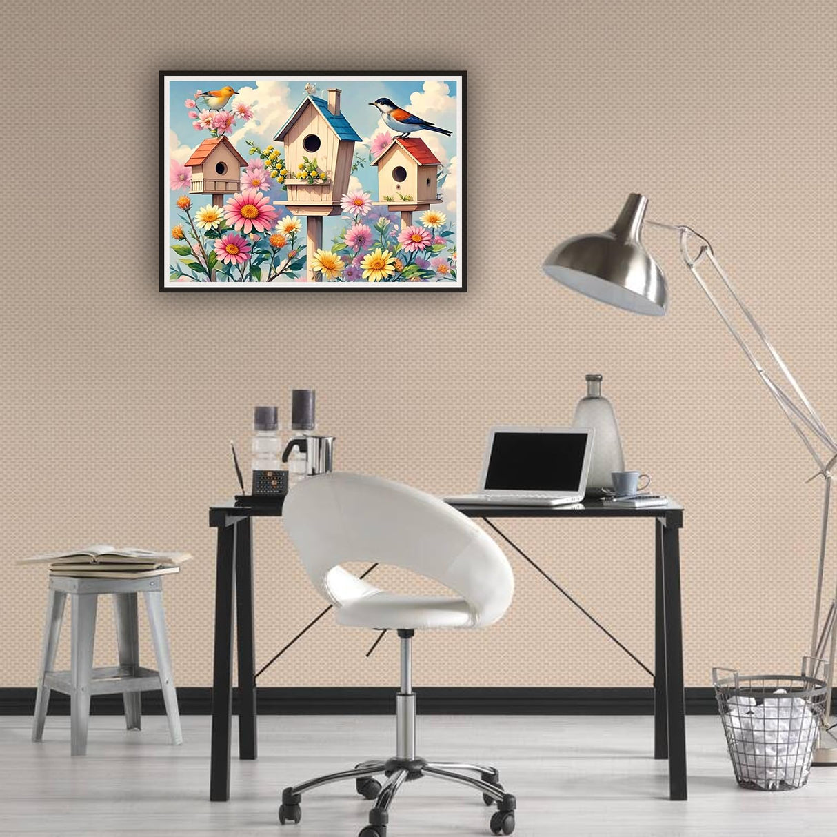 hill froeistung 5D Colorful Bird Diamond Art Painting Kits for Adults,Flower Diamond Art, DIY Full Drill Birdhouse Diamond Art Painting(16X12 inch) hill froeistung