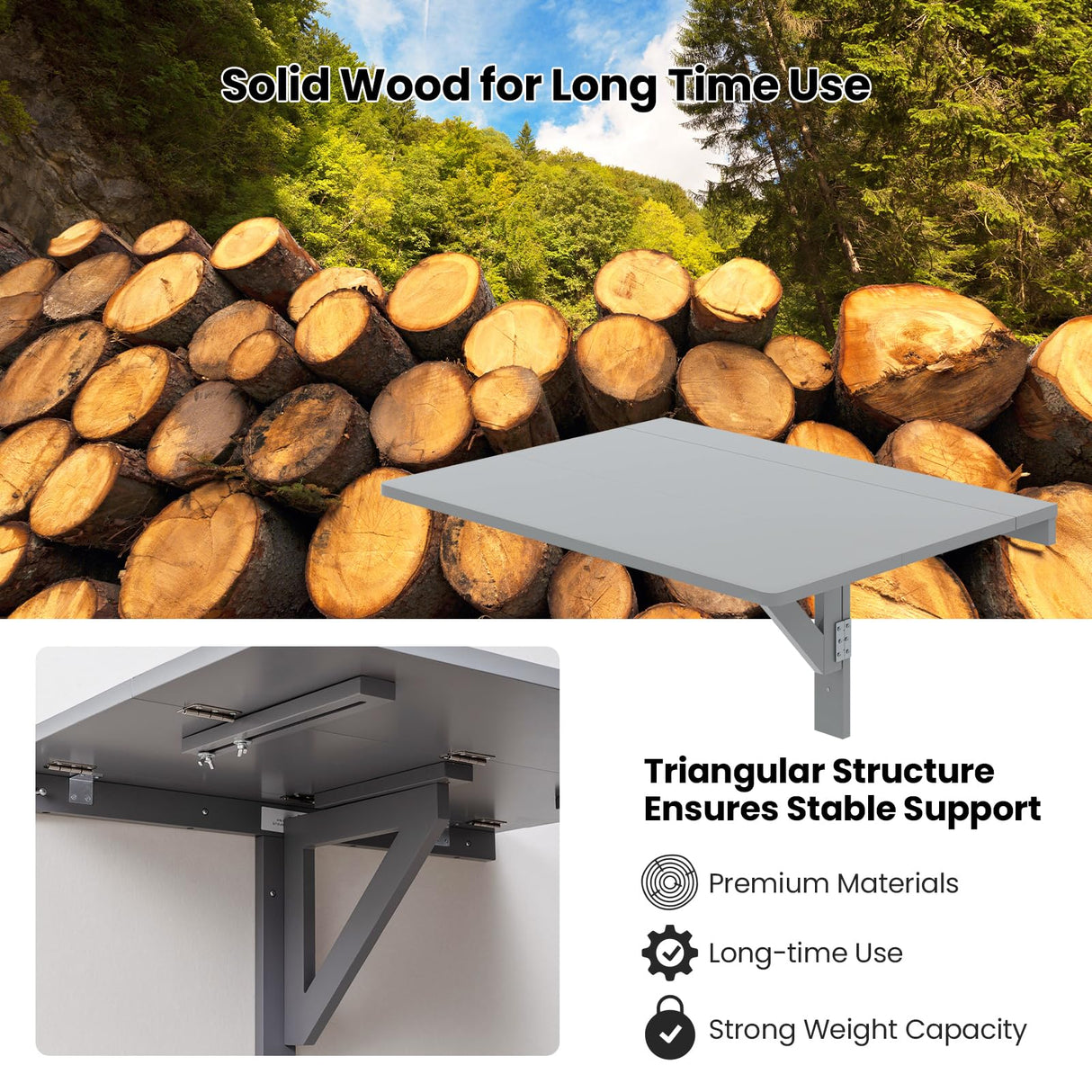 Tangkula 31.5" x 23.5" Wall Mounted Table, Folding Wall Mounted Murphy Desk Drop-Leaf Table, Space Saving Fold Down Floating Desk for Study, Bedroom, Bathroom or Laundry Room Tangkula