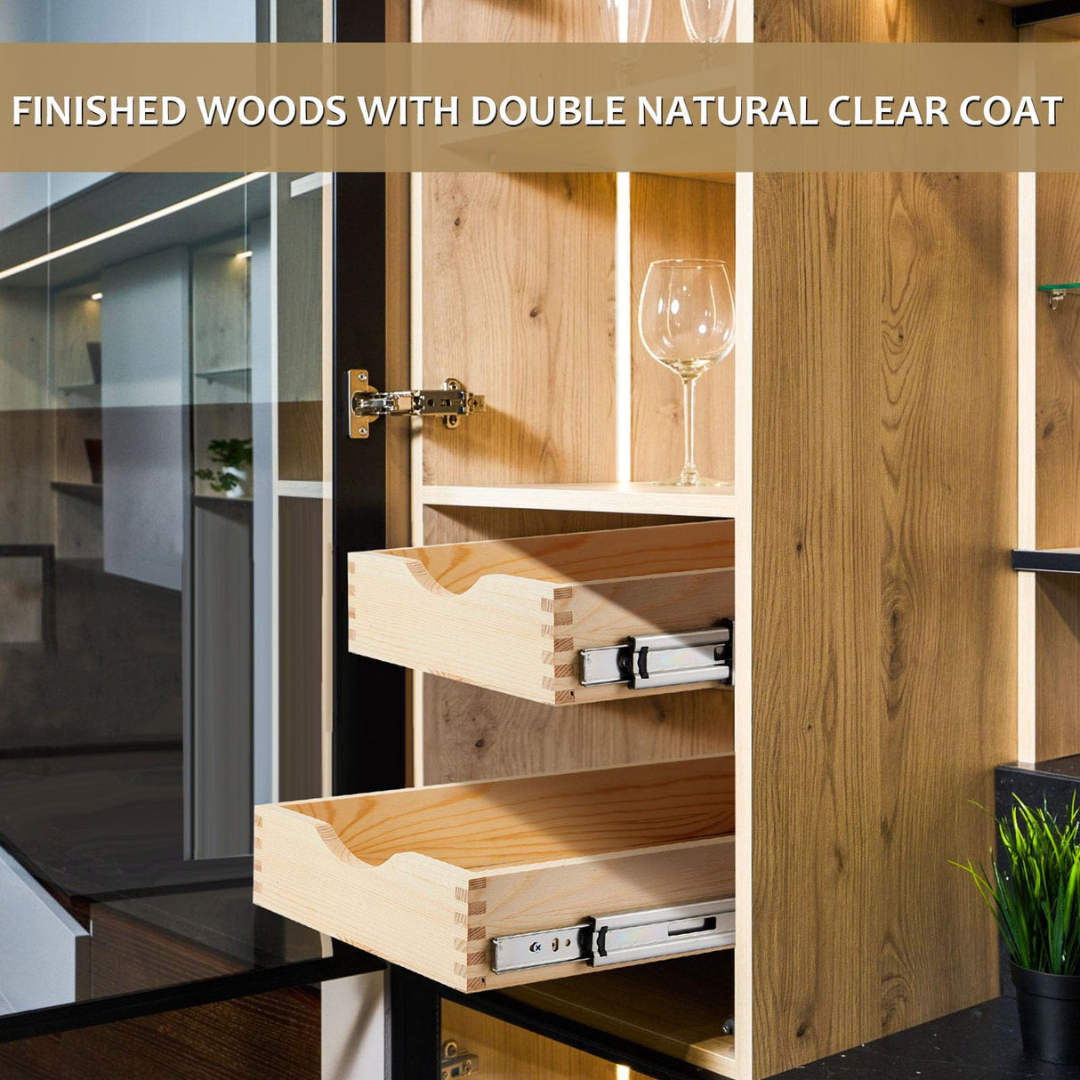 Sintuff 4 Set Wooden Pull out Tray Cabinet Organizer Soft Close Roll out Shelves for Kitchen Cabinets Fully Assembled Slide Pantry Shelves for Kitchen Base Cabinet(15'' x 21'') Sintuff