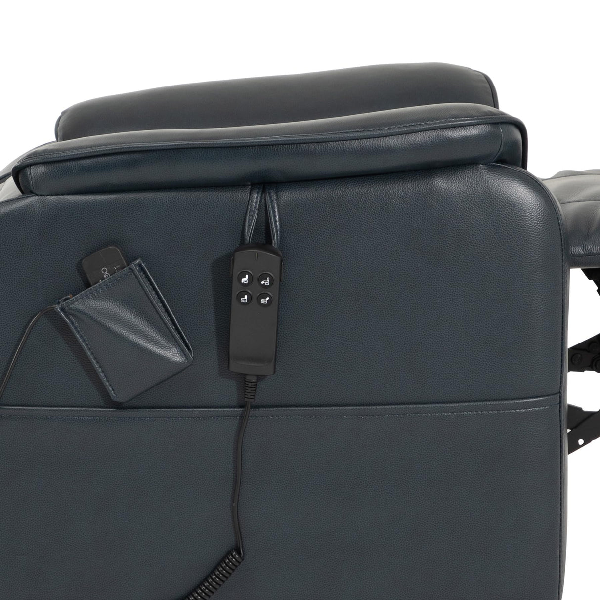 DYNOX 350 LBS Power Lift Recliner Chair for Elderly, Medium Size Dual Motor Lay Flat Infinite Positions Recliner with Heat & Massage (9188, Genuine Leather, Dark Blue) DYNOX