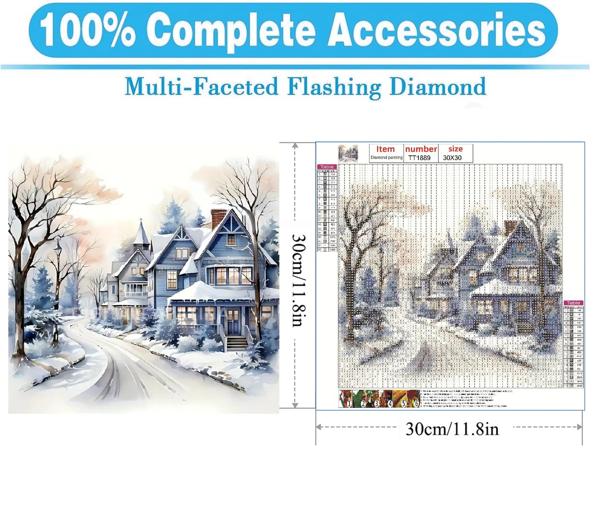 MOMDEDP 5D Winter Diamond Painting Kits for Adults Beginners,Christmas Winter House Diamond Art Kit,DIY Full Round Drill Countryside Diamond Dot Gem Art Kits for Adults,Home Wall Decor 12x12Inch MOMDEDP