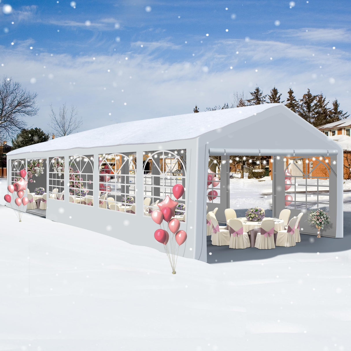 GARTOO 20' x 40' Heavy Duty Party Tent - Outdoor Wedding Gazebo Event Shelter Canopy with Removable Sidewall & 4 Sand Bags for Outdoor Event, Wedding, Birthday Party GARTOO