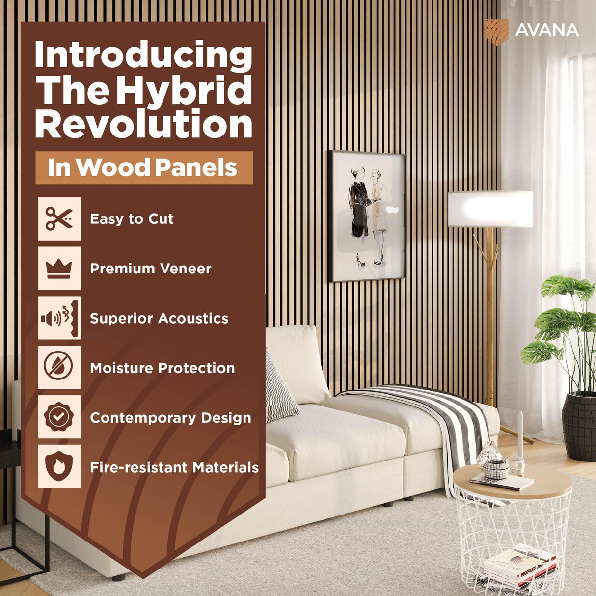 Avana Acoustic Wood Wall Panels – White Oak Acoustic Panels Set of 2 – Wall Panels For Interior Wall Decor for Homes, Offices, Studios – Aesthetically Pleasing Design Wood Panels For Wall Avana
