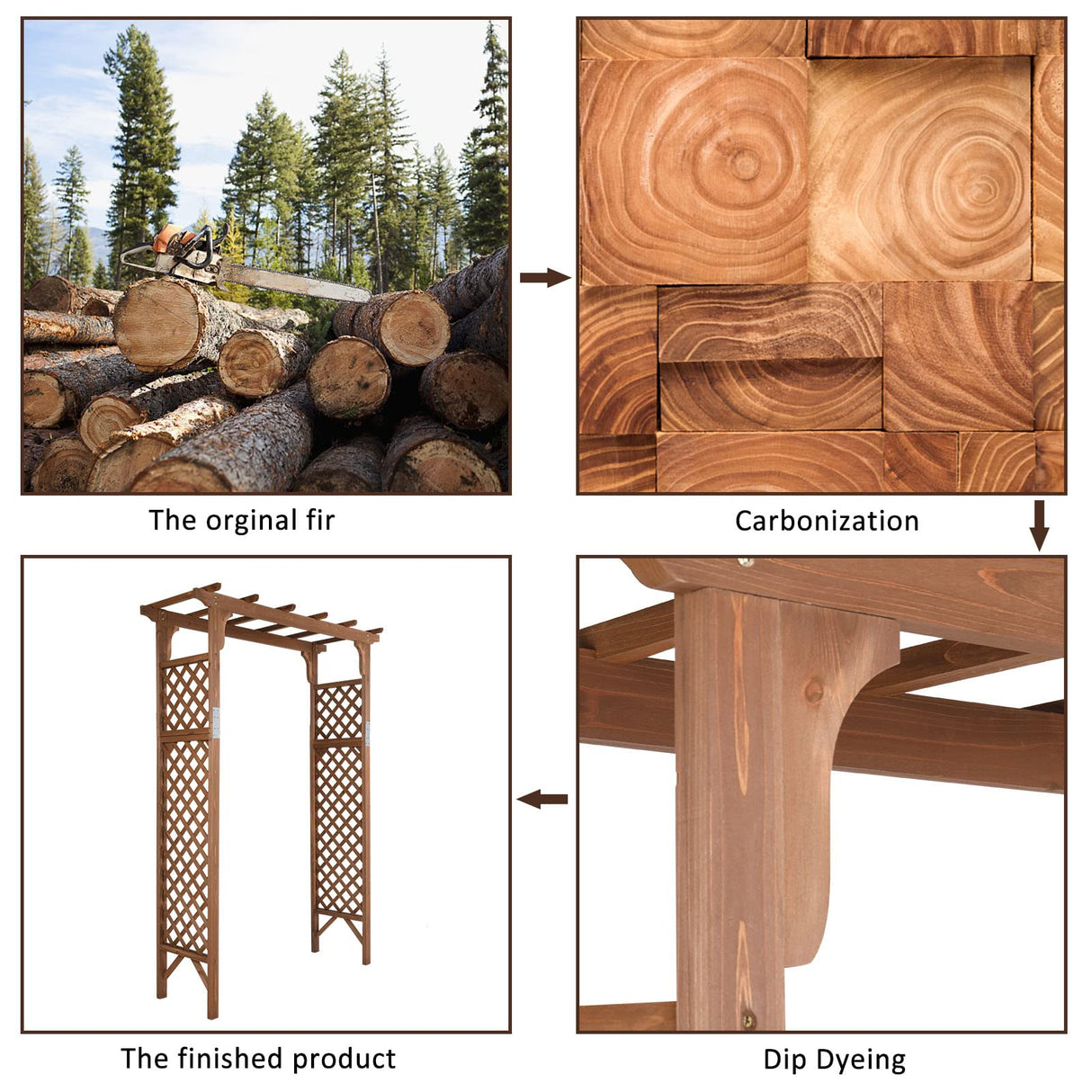 85inch Wooden Garden Arch Wedding Arch for Ceremony, Garden Arbor Trellis for Climbing Plants Vines, Easy Assembly, Outdoor Flower Arches Wedding Arbor for Bridal Party Guangshuohui