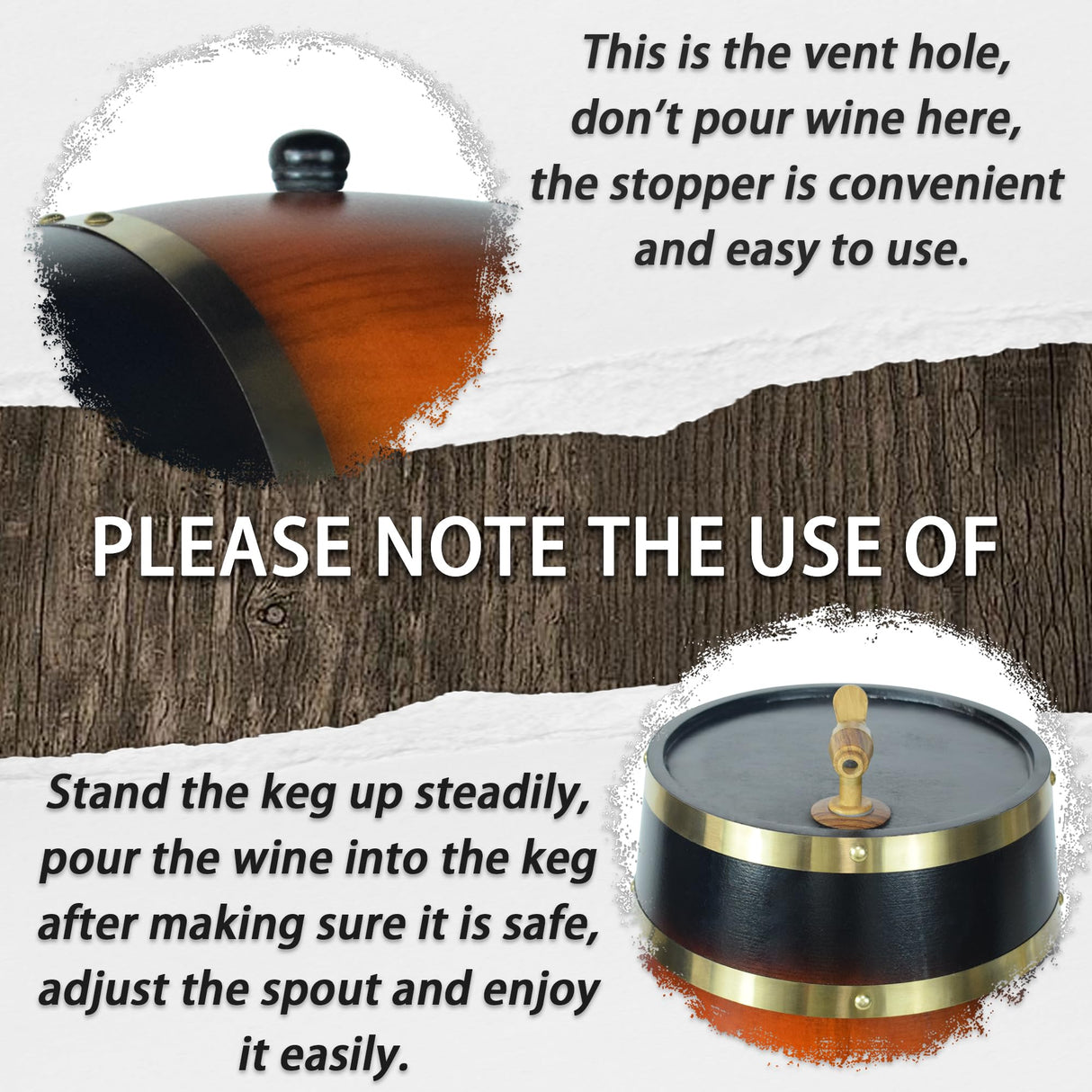 1.5L Whiskey Barrel Dispenser Oak Aging Barrels Home Whiskey Barrel Decanter for Wine, Spirits, Beer, and Liquor (Red Wine) Aimee_JL