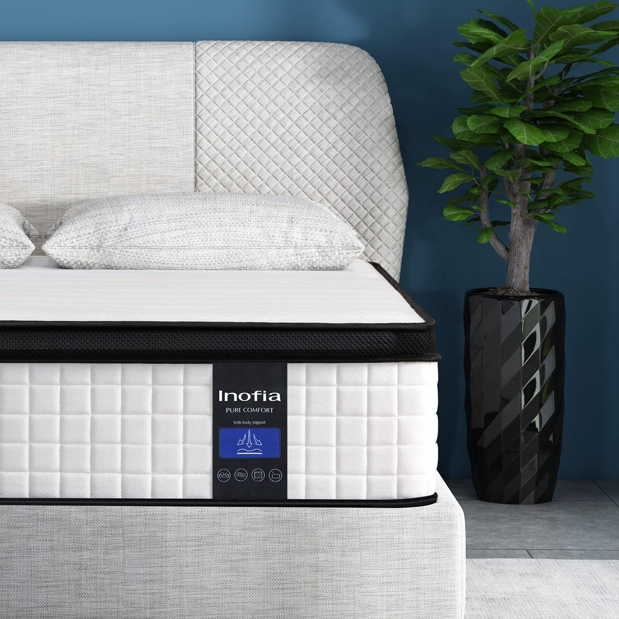 Inofia Full Mattress, 10 Inch Hybrid Innerspring Spring with Memory Foam, Cool Bed in a Box, Pressure Relief with Motion Transfer, Mattress Full Size Inofia