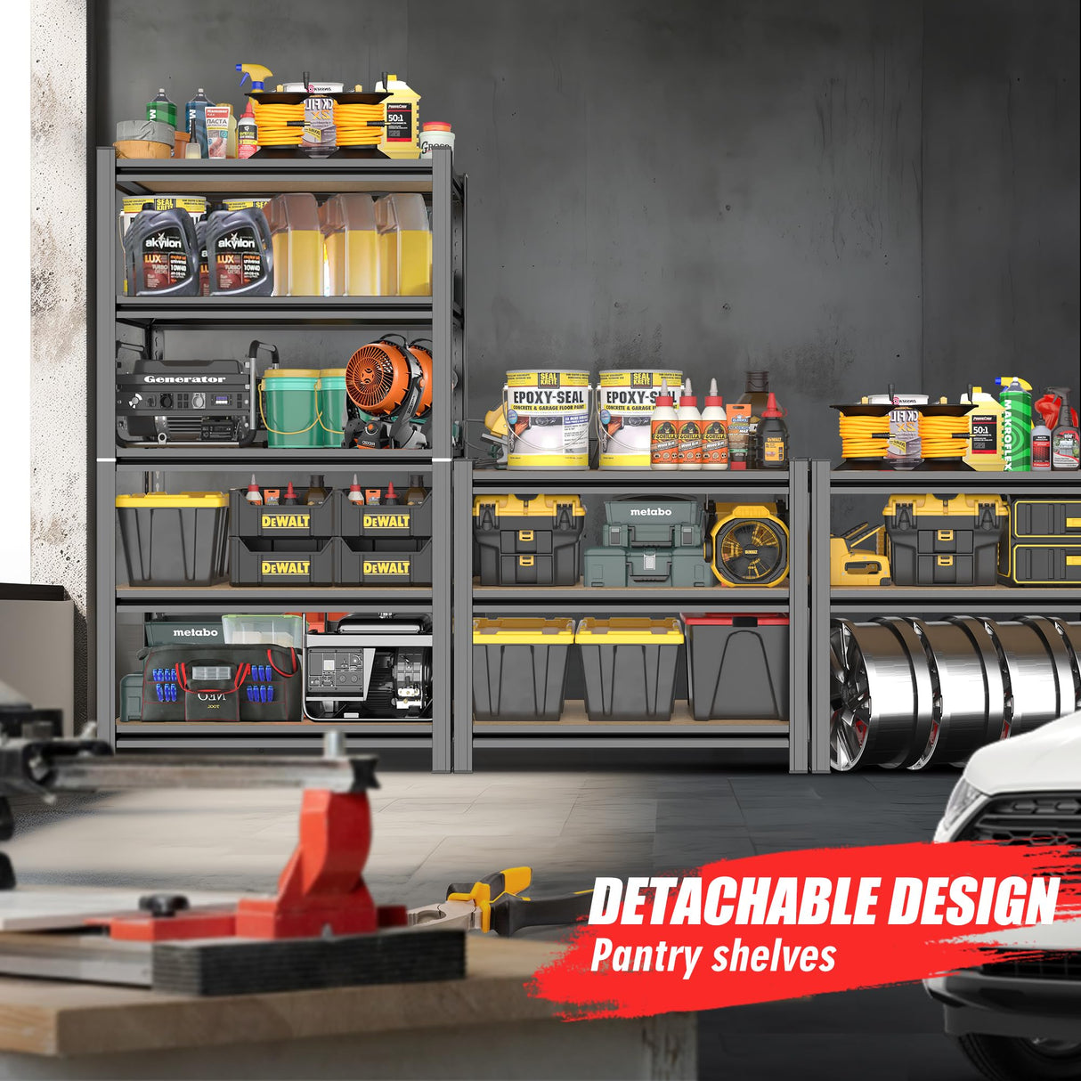 72" H Garage Shelving Unit, 5-Tier Heavy Duty Storage Shelves, 2000 lbs Capacity, Industrial Utility Rack Shelf, 72" H x 35.4" W x 15.7" D Adjustable Metal Shelving for Warehouse Kitchen Basement Metallitrend