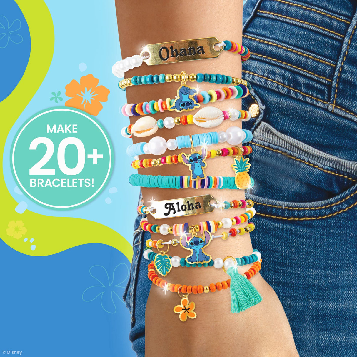 Fashion Angels Disney Stitch DIY Bracelet Making Kit, Includes 1,000+ Shell Beads, Tassels, & More, Lilo & Stitch Collectable Jewelry for Kids, Teen Girls & Boys Fashion Angels