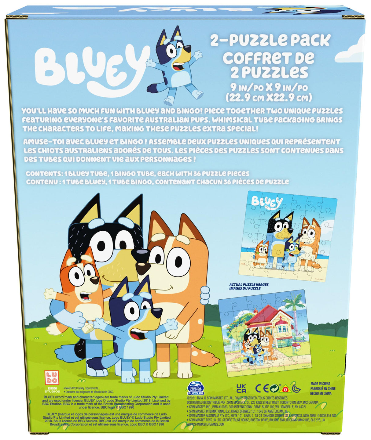 Spin Master Games, Bluey 36-Piece Jigsaw Puzzles 2-Pack Bluey Puzzles, Bluey Gifts, Bluey Christmas Gifts, Bluey Toys, Stocking Stuffers, for Ages 3+ Bluey