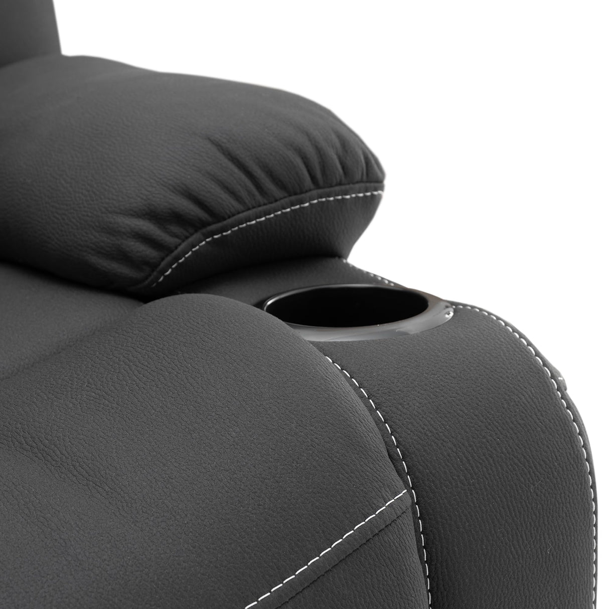 Camper Comfort 58" Wall Hugger Reclining RV Theater Seats | Double Recliner RV Sofa | RV Couch | Wall Hugger Recliner | RV Theater Seating | RV Furniture (Manual, Black w/White Stiching) Camper Comfort