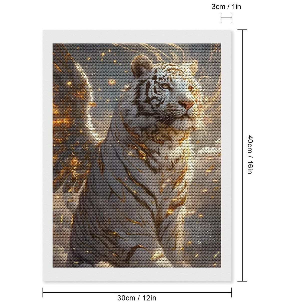 Fabioyar Diamond Art Kits for Adults - Frameless Golden White Tiger 5d Diamond Painting Kits for Adults Beginners for Home Wall Decor 12 X 16 Inch Fabioyar