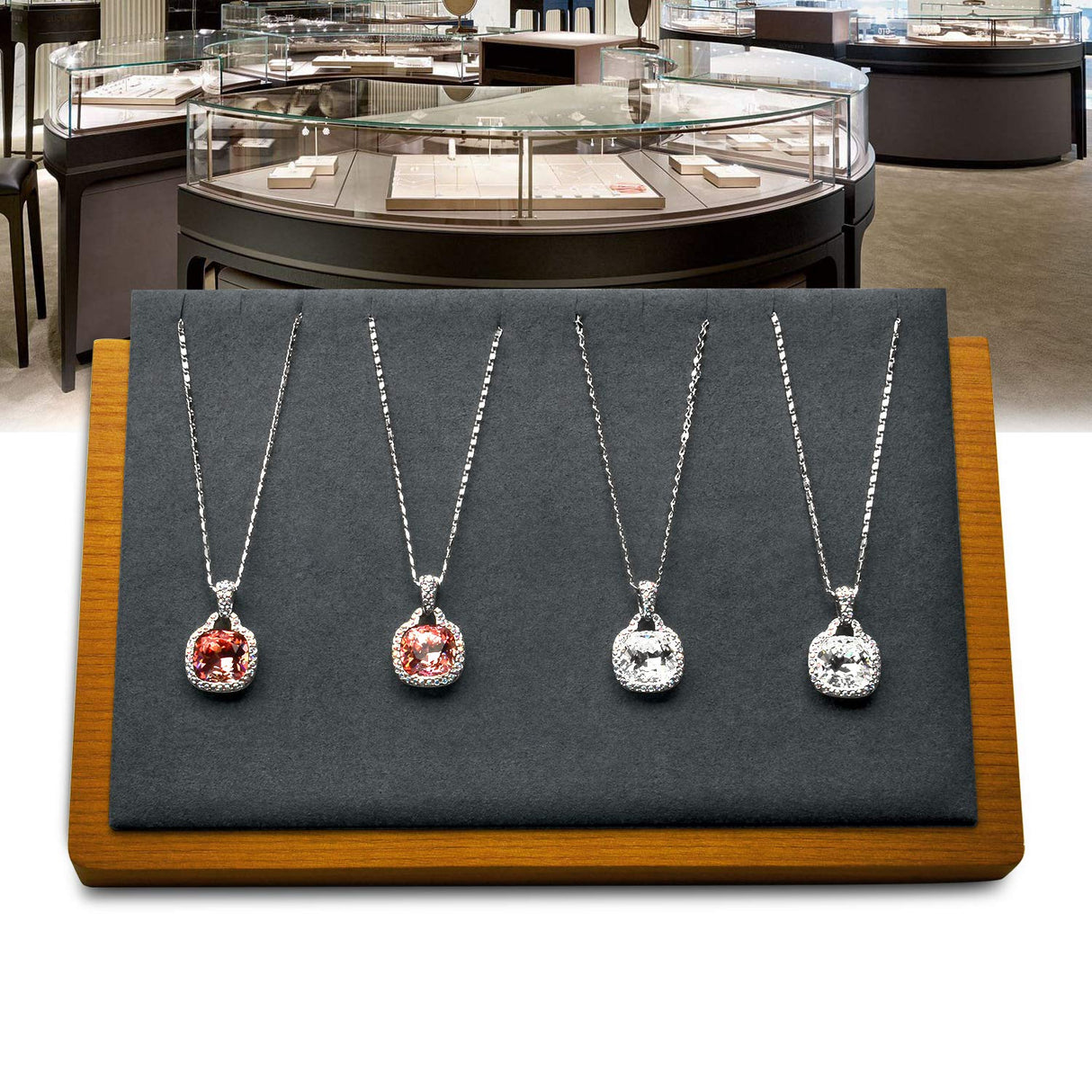 Woodten Jewelry Tray Solid Wood Display Stand Necklace Organizer Display Props Tray WSM (WSM02702) Woodten