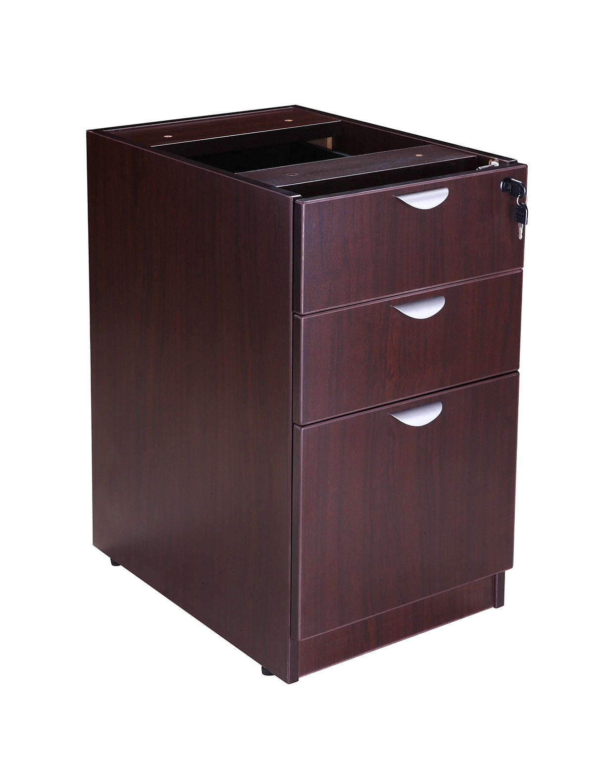 Boss Office Products Holland 71" Executive U-Shape Desk with File Storage Pedestal and Hutch, Mocha Boss Office Products