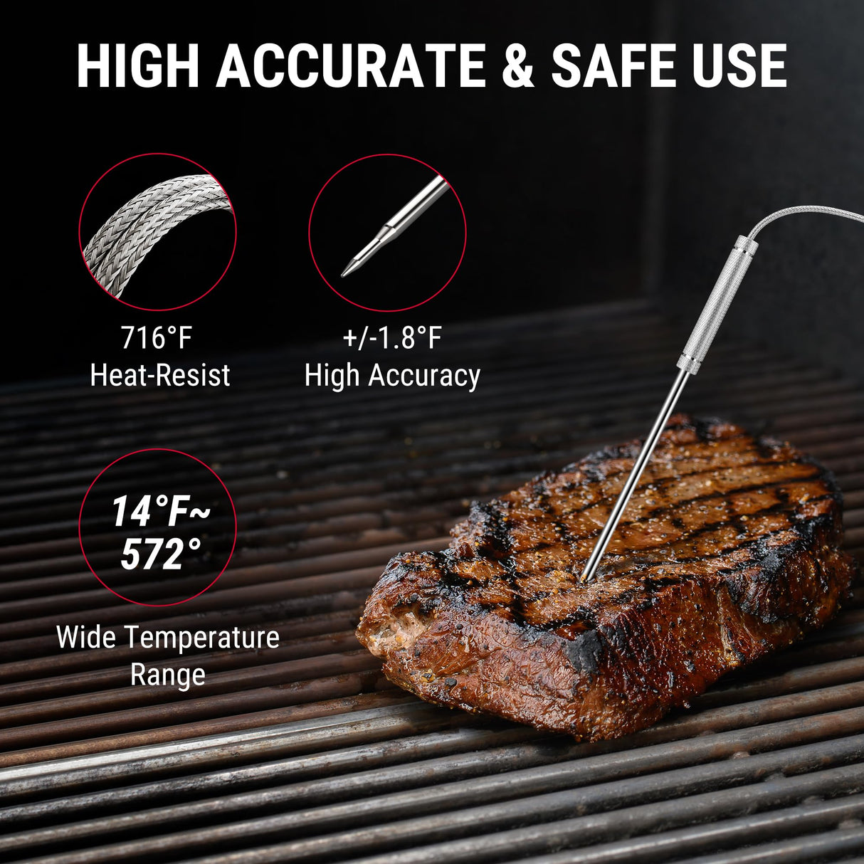 ThermoPro 650 ft Wireless Meat Thermometer for Smoker Grill, Meat Thermometer Digital Wireless with 2 Probes, Bluetooth Meat Thermometer Rechargeable, Smoker thermometer for Cooking Turkey Fish Beef ThermoPro