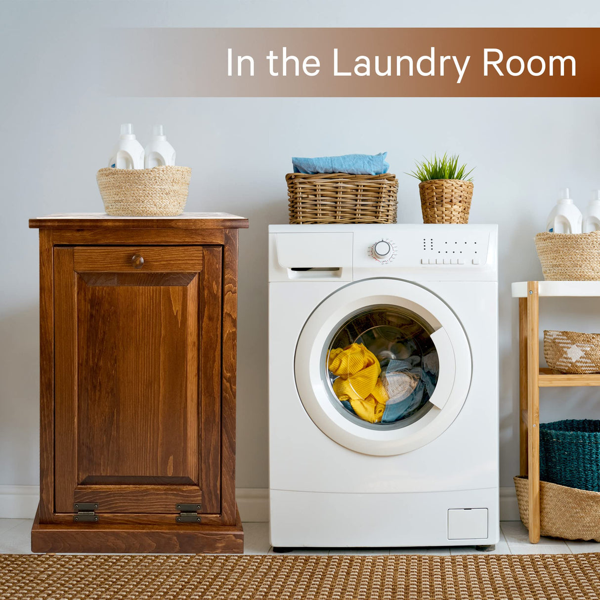 Peaceful Classics Tilt Out Trash Cabinet Without Drawer - Wooden Pull Out Cabinet, Decorative Trash Bin Cabinet for Kitchen, Bedroom, & Home Patio, Tilt Out Laundry Hamper Cabinet - Cherry Peaceful Classics