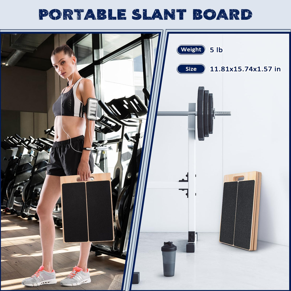Portable Wooden Slant Board for Calf Stretching Squats Calf Stretcher Pilates Physical Therapy Equipment Adjustable Incline Board for Knees Ankle Heel Feet Leg NORBASE