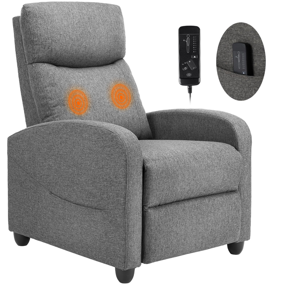 Sweetcrispy Massage Recliner Chair for Adults, Adjustable Home Theater Seating with Lumbar Support, Small Recliners for Small Spaces, Dark Grey Sweetcrispy