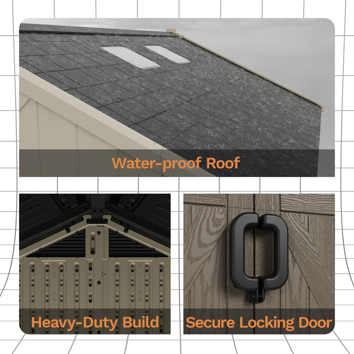 Devoko 10 x 10 FT Plastic Outdoor Storage Shed with Windows, Resin Tools Shed with Floor Large Storage Garden Shed for Patio,Garden, Backyard, Lawn, Beige Devoko