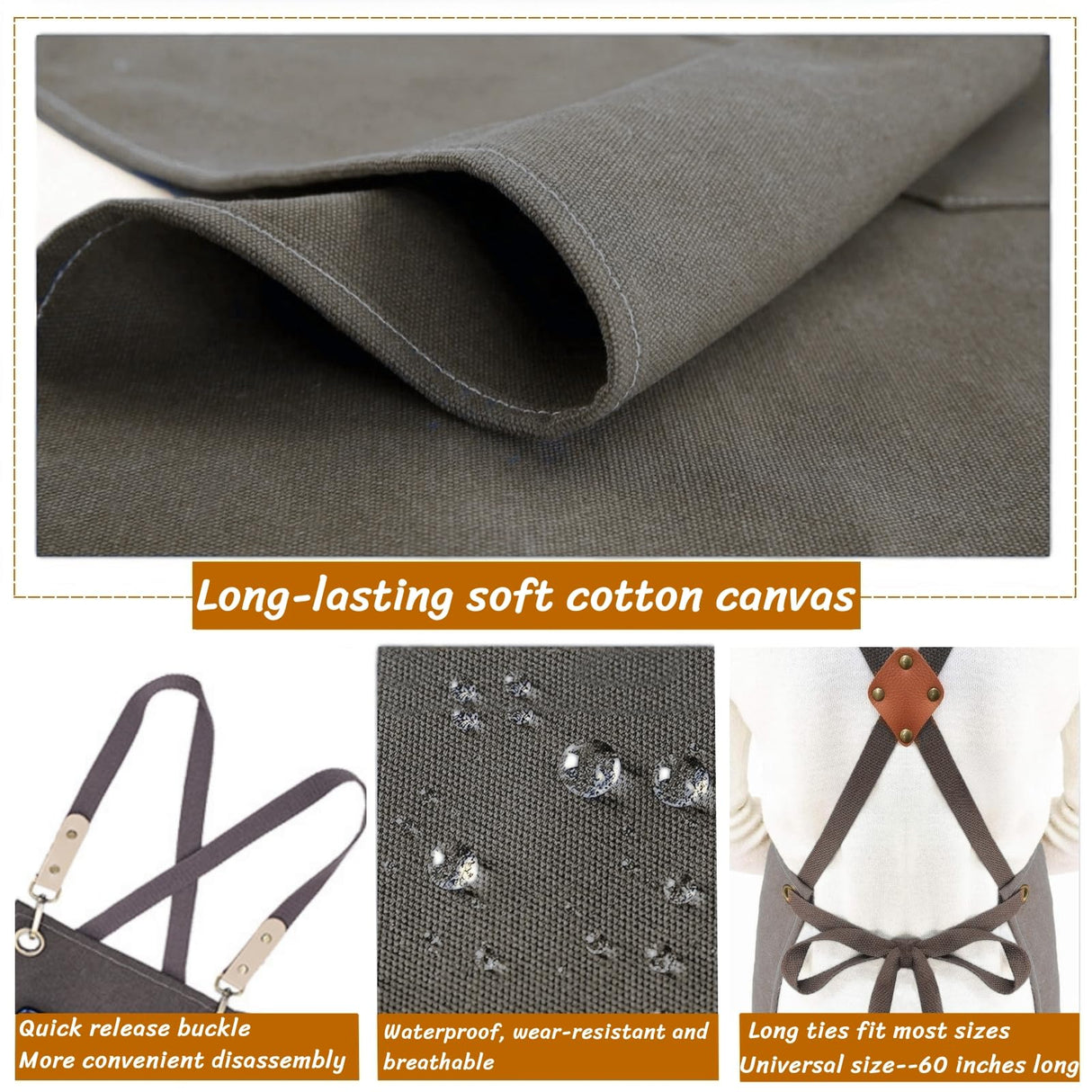 BLIRITEL Canvas Work Aprons for Men with Tools Pockets,Heavy Duty Adjustable Tools Apron, Woodworking Apron for Carpenters Mechanic (Grey) BLIRITEL