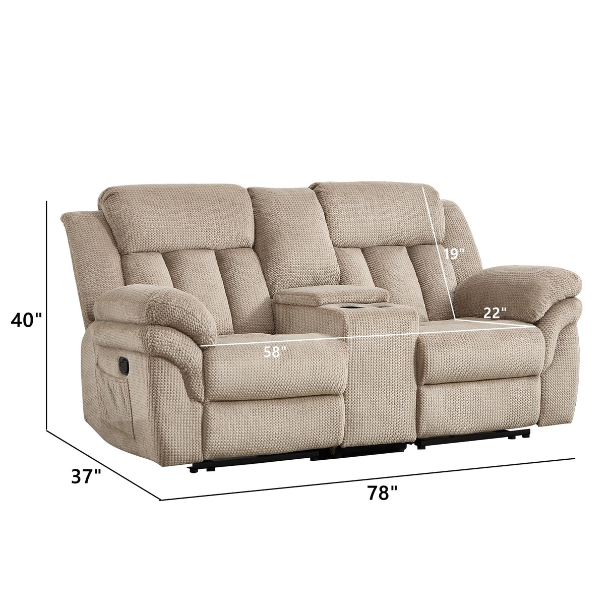 CANMOV Recliner Sofa Set, Manual Recliner Loveseat with Overstuffed Armrest for Living Room,Bedroom Furniture,Office,2 Seat Light Brown CANMOV