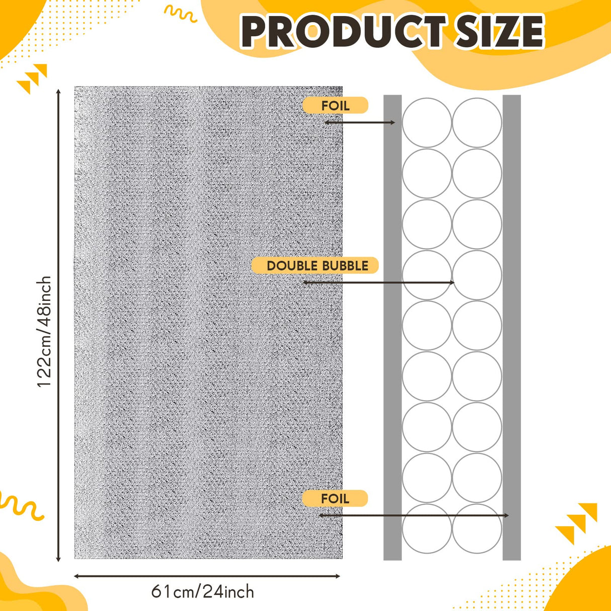 Frienda 24 Pcs Garage Door Insulation Panels Kits Double Bubble Reflective Aluminum Foil Radiant Barrier Thermal Insulation Sheet for Garages Greenhouses Attics Walls Windows (24 x 48 Inch) Frienda