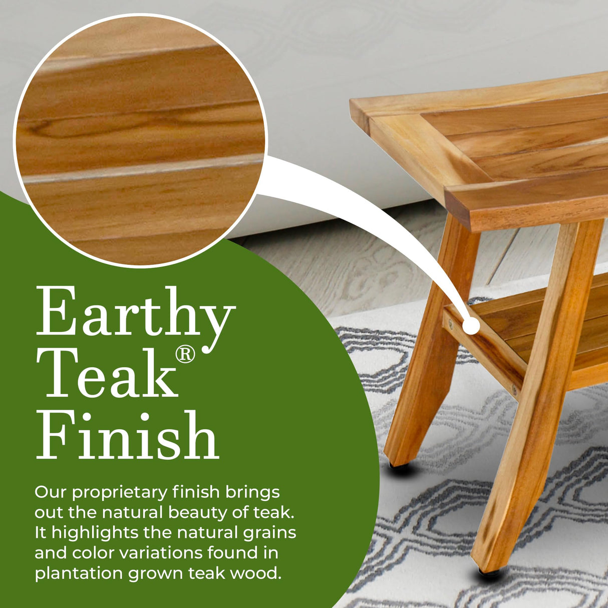 EcoDecors, 34 inch, Brown, Teak Shower Bench, Teak Bench Shower, Teak Bathroom Bench, Teak Wood Shower Bench, Shower Bench Teak, Shower Teak Bench EcoDecors