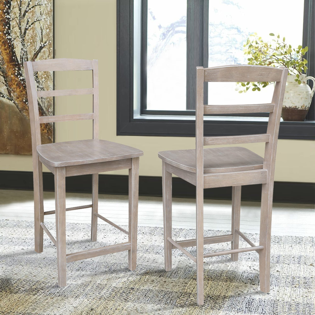 International Concepts Madrid Counterheight Stool, Washed Gray Taupe, 24" Seat Height IC International Concepts