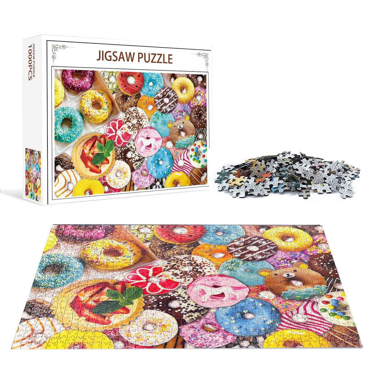 Jigsaw Puzzles 1000 Pieces for Adults, Families (Colorful Donuts) Pieces Fit Together Perfectly Nattork
