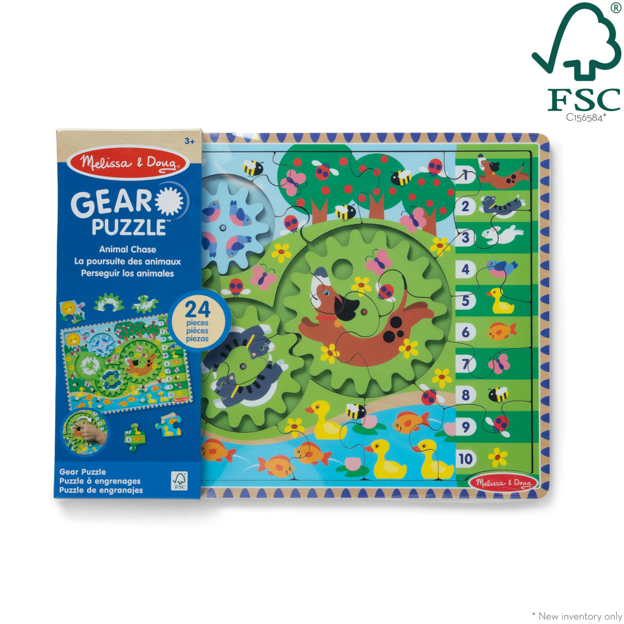Melissa & Doug Wooden Animal Chase Jigsaw Spinning Gear Puzzle – 24 Pieces Wooden Puzzle for Toddlers and Preschoolers, for Boys and Girls Ages 3+ Melissa & Doug