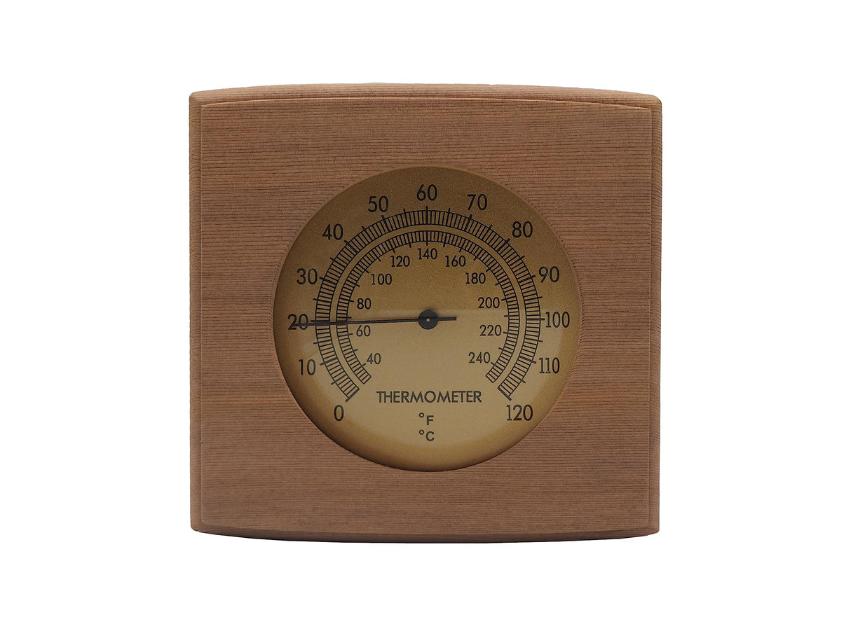 HSE Cedar Sauna Thermometer - Mechanical Thermometer with Minimalist Design and Glass Dials Home Sauna Experience