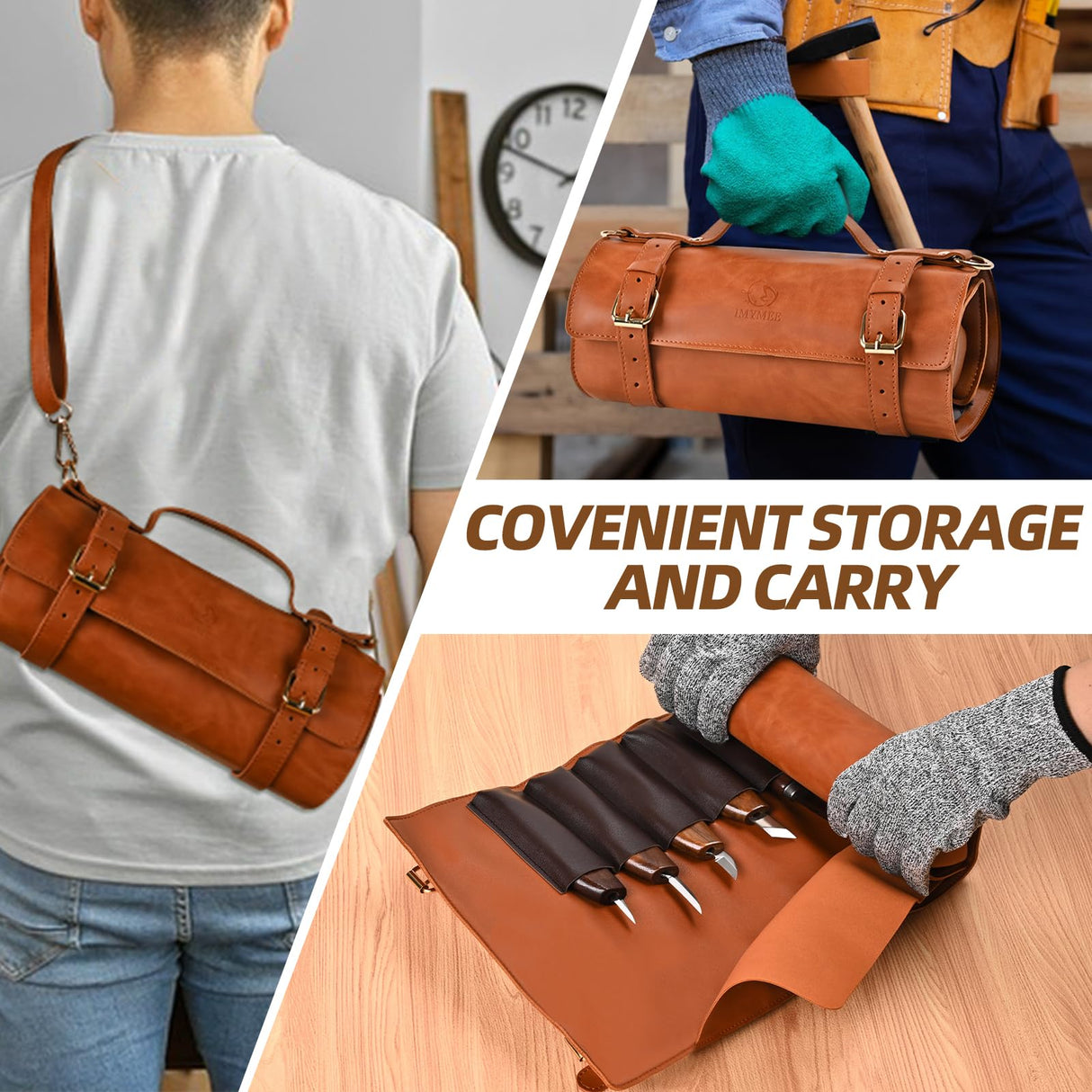 IMYMEE Deluxe Wood Carving Kit - 21Pcs Wood Carving Tools with Large Leather Case,Wood Carving Tools Set with 8Pcs Whittling Knives, 8Pcs Detail Carving Knives,Wood Whittling Kit for Beginners IMYMEE