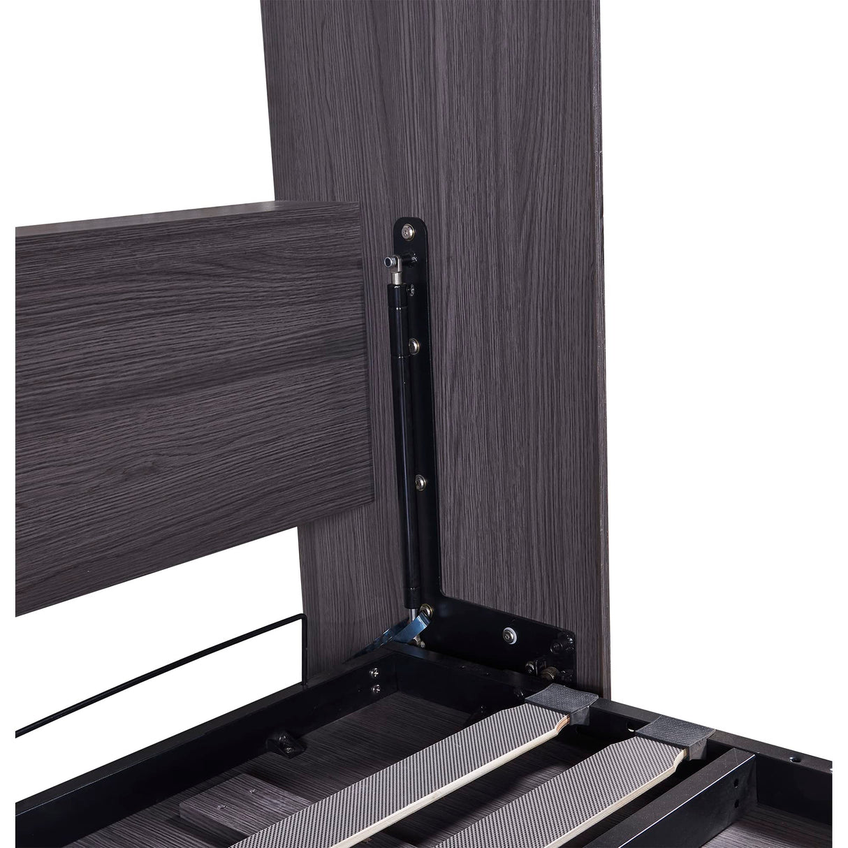 Ball & Cast Murphy Bed Full Size Storage Cabinet Bed Frame with Wardrobe and Drawers,can be Folded,Metal Hideaway Bedframe W/Wood Slat Support,for Kids Bedroom,Student Dorms,Gray Ball & Cast