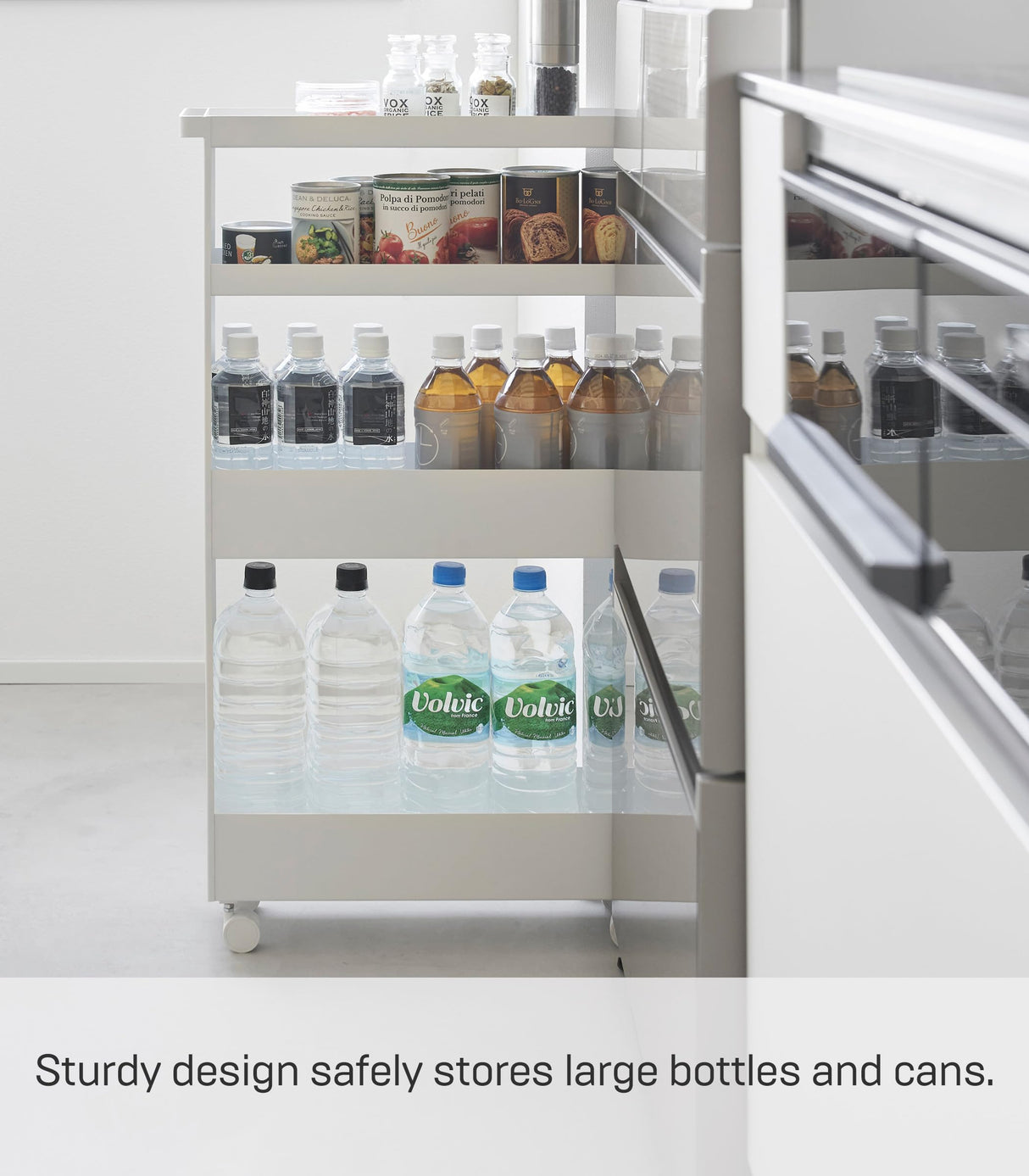 Yamazaki Home Tower Slim 4-Tier Rolling Storage Cart – Mobile Organizer for Kitchen Or Bathroom, 31.7" - Steel - YAMAZAKI